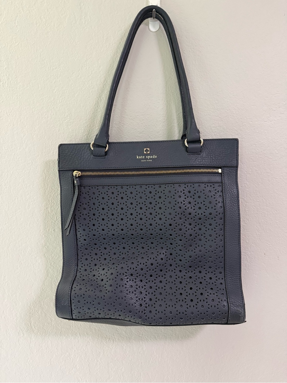 Kate Spade New York Navy Perforated Tote Bag